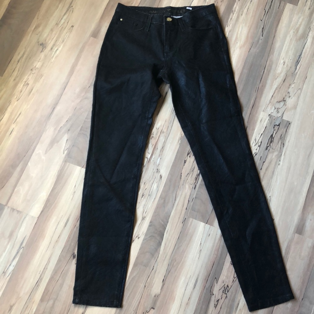 Marchesa Voyage printed waxed jeans